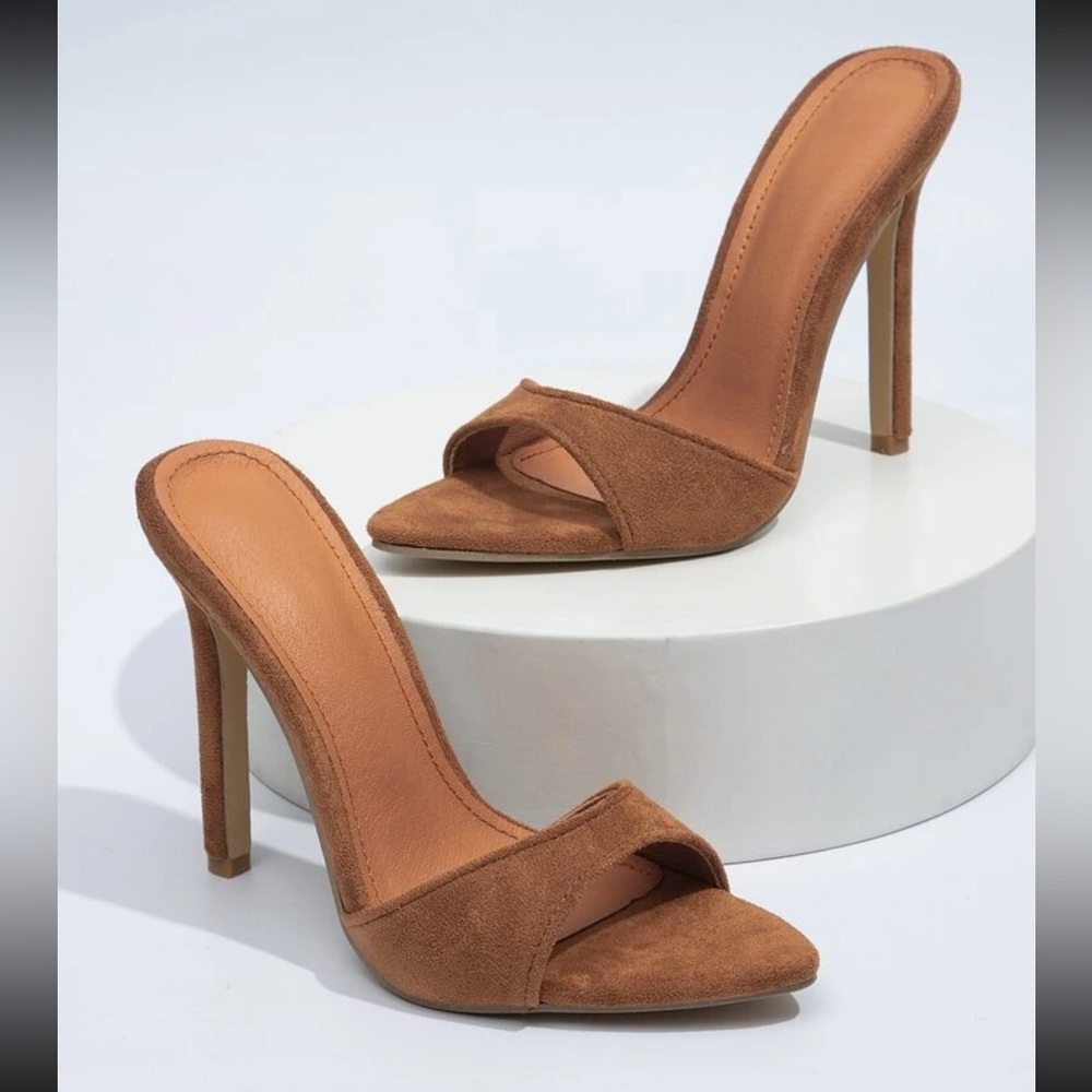 Suede Stiletto Heeled Mule Sandals